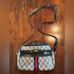 GUCCI Vintage GG small crossbody handbag in well-loved condition, with dust bag.